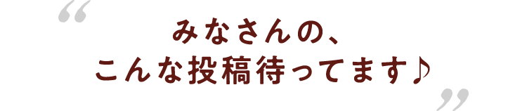 みなさんの、こんな投稿待ってます♪