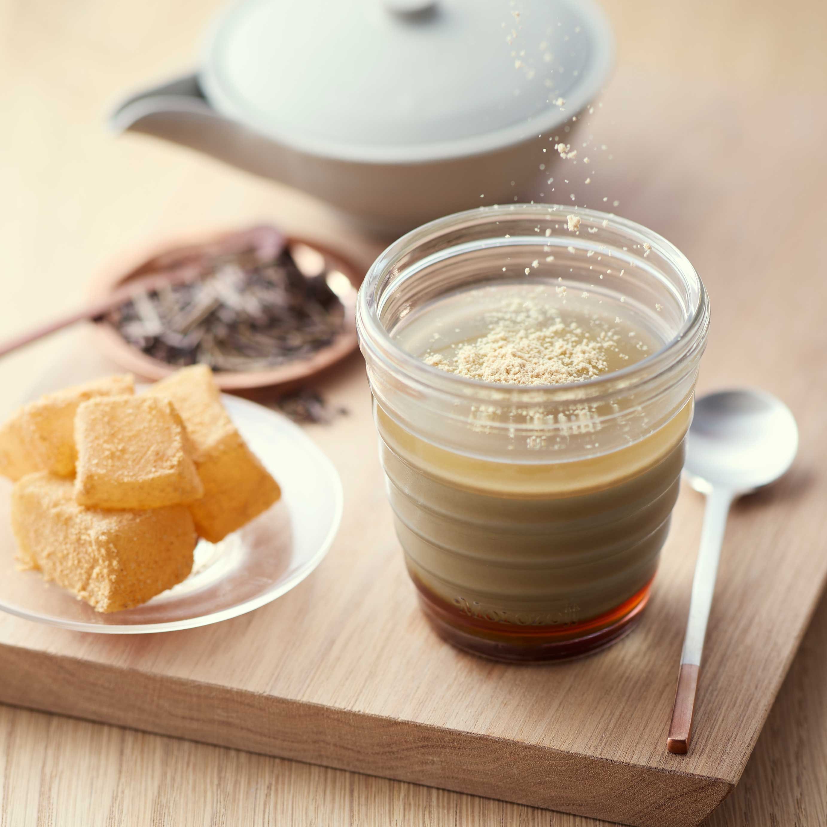 わらび餅とほうじ茶のプリン